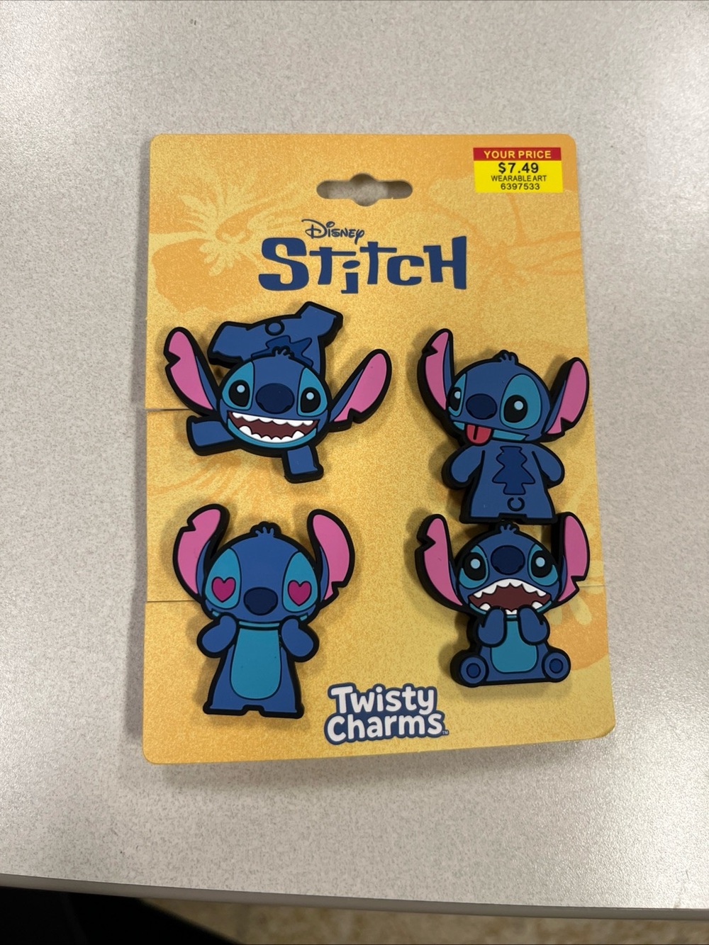 BioWorld Disney Stitch Twisty Charms Set 4pc Blue Pink Bag Tote Shoe Charm